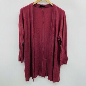 Misia Fashion Womens Size Small Open Front Waffle Knit Cardigan Buttons Red 562